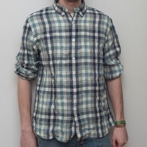 NWT Plaid 100% Linen Shirt
